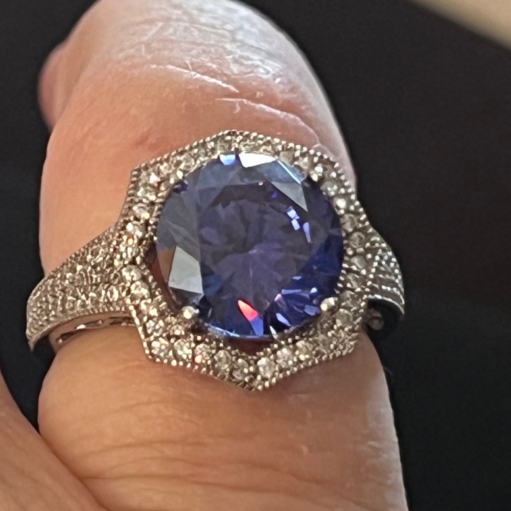 Sterling Designer Vanna K for Bella Luce tanzanite & diamond simulant ring sz 6